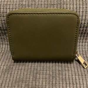 a new day Olive Green Zip Wallet with Gold Hardware